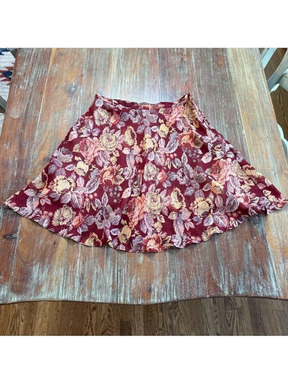 Jonathan Martin Vintage A-Line Short Skirt Size 7 Burgundy Floral Grandmacore